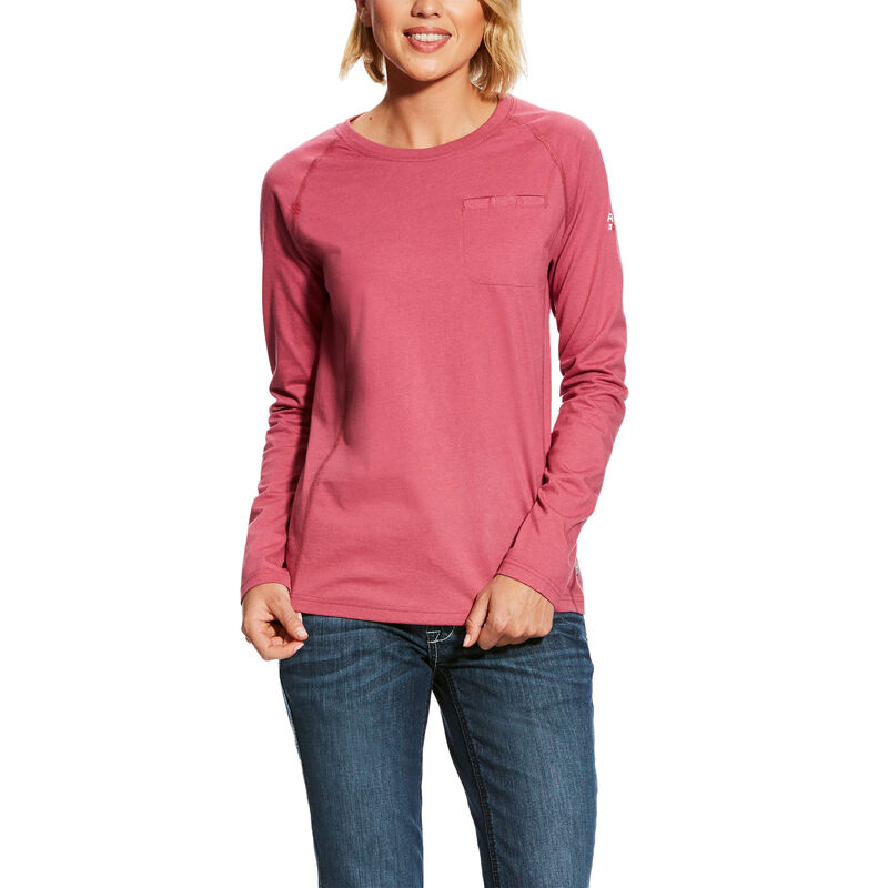 Ariat Work: FR Air Crew Camisetas Mujer - Rosas Moradas (BQEOG2864)